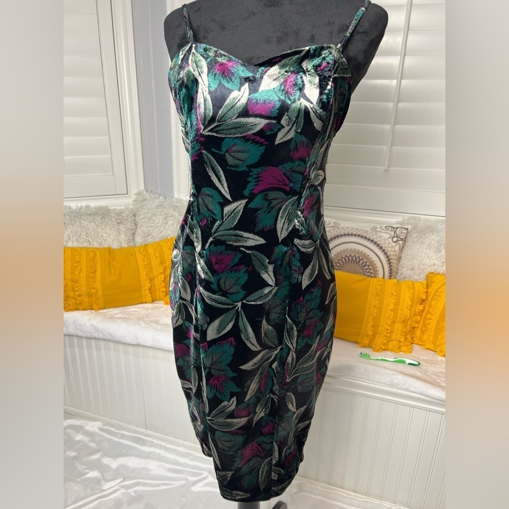 Vintage Betty & Sheila Burnout Velvet Floral Cocktail Dress 80s 90s Y2K Party - Picture 11 of 17